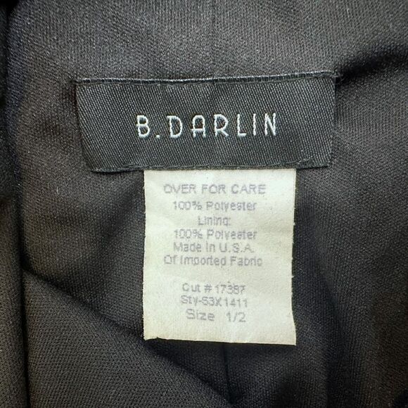 Vintage B. Darlin Black Satin Floor Length Gown - Size 1 / 2 Juniors - Picture 5 of 5